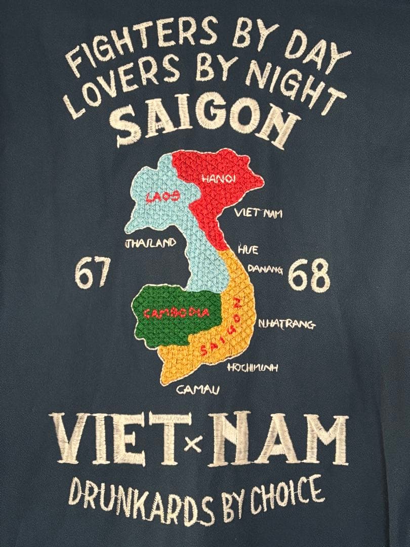 ディッキーズ/つなぎ/オールインワン/ベトジャン/刺繍/ネイビー/42/良品/L