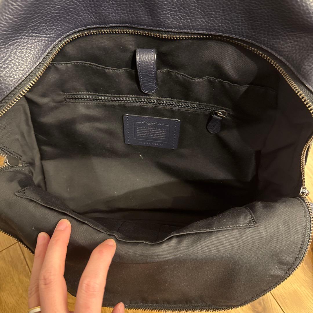 COACH ダークブルー レザー バックパック