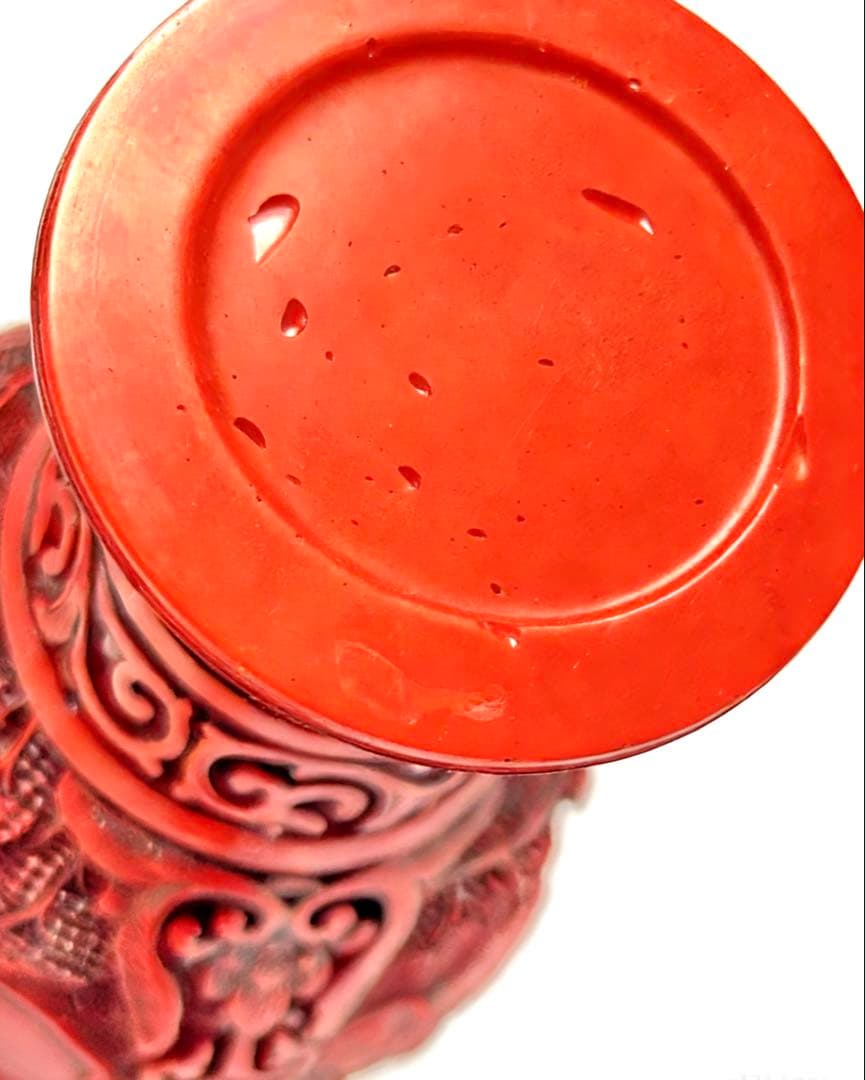 堆朱　中国美術　花瓶　文化大革命　骨董品　民俗　労働者　銅　時代物　民家蔵出し