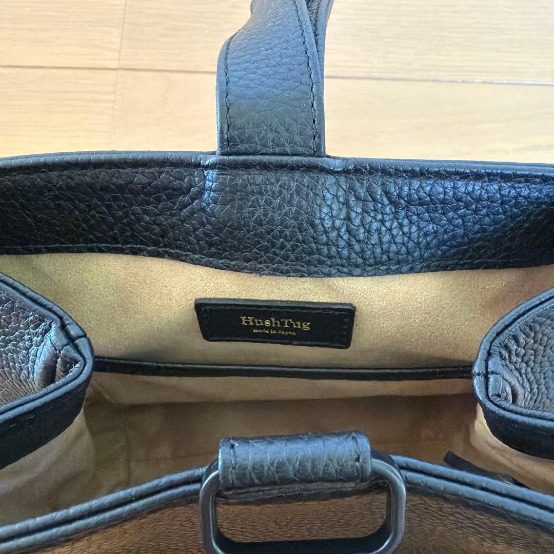 HushTug 巾着レザーバッグ ブラック