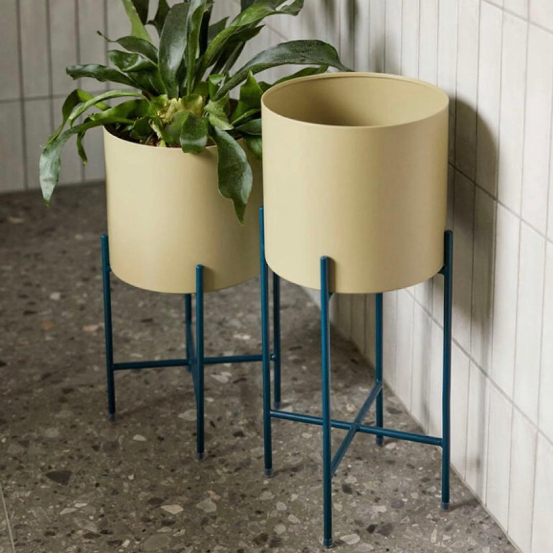 未使用 Hubschヒュプシュ 鉢カバー プランタースタンド カーキ φ25 ③