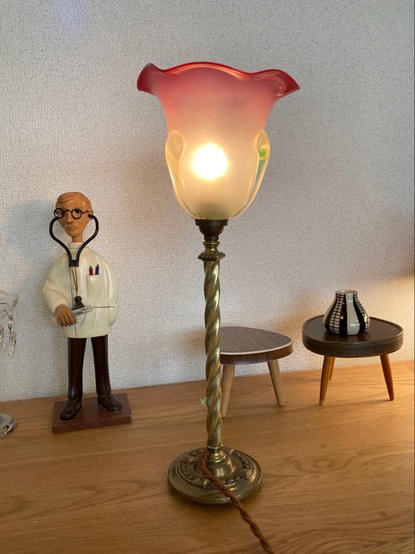 イギリス　1920年　ヴァセリン（ウラン）　ランプシェード　オパールセント