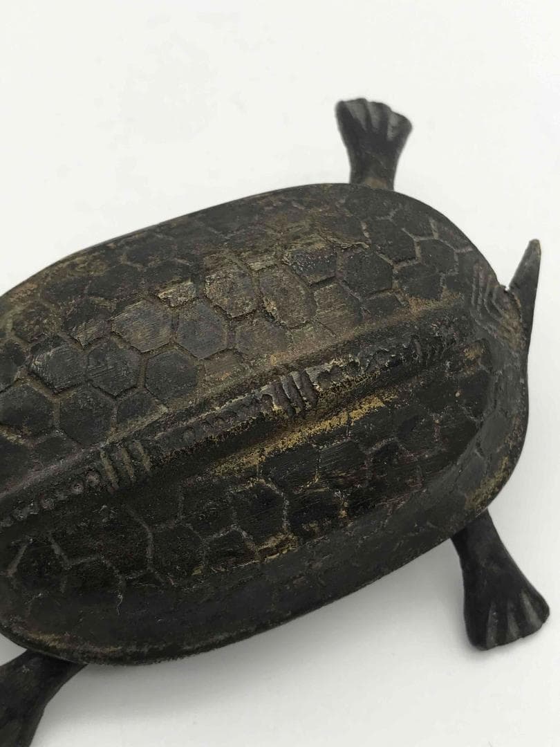 清朝民国　亀　カメ　鍵　銅鍵　四本足動かせる　手工　時代物(F-11)