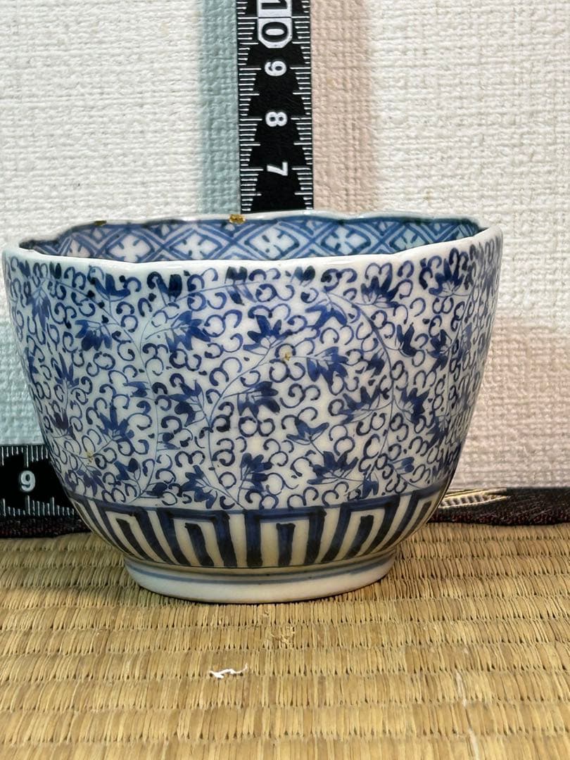 古伊万里染付　微塵唐草　花唐草 蕎麦猪口　向付け　まとめて4点