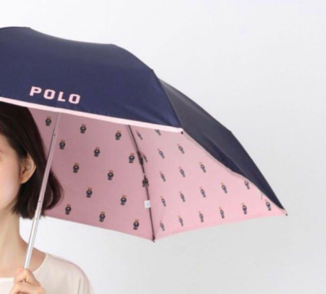 【新品】ポロ ラルフローレン　ポロベアプリント　晴雨兼用日傘 折りたたみ傘　軽量