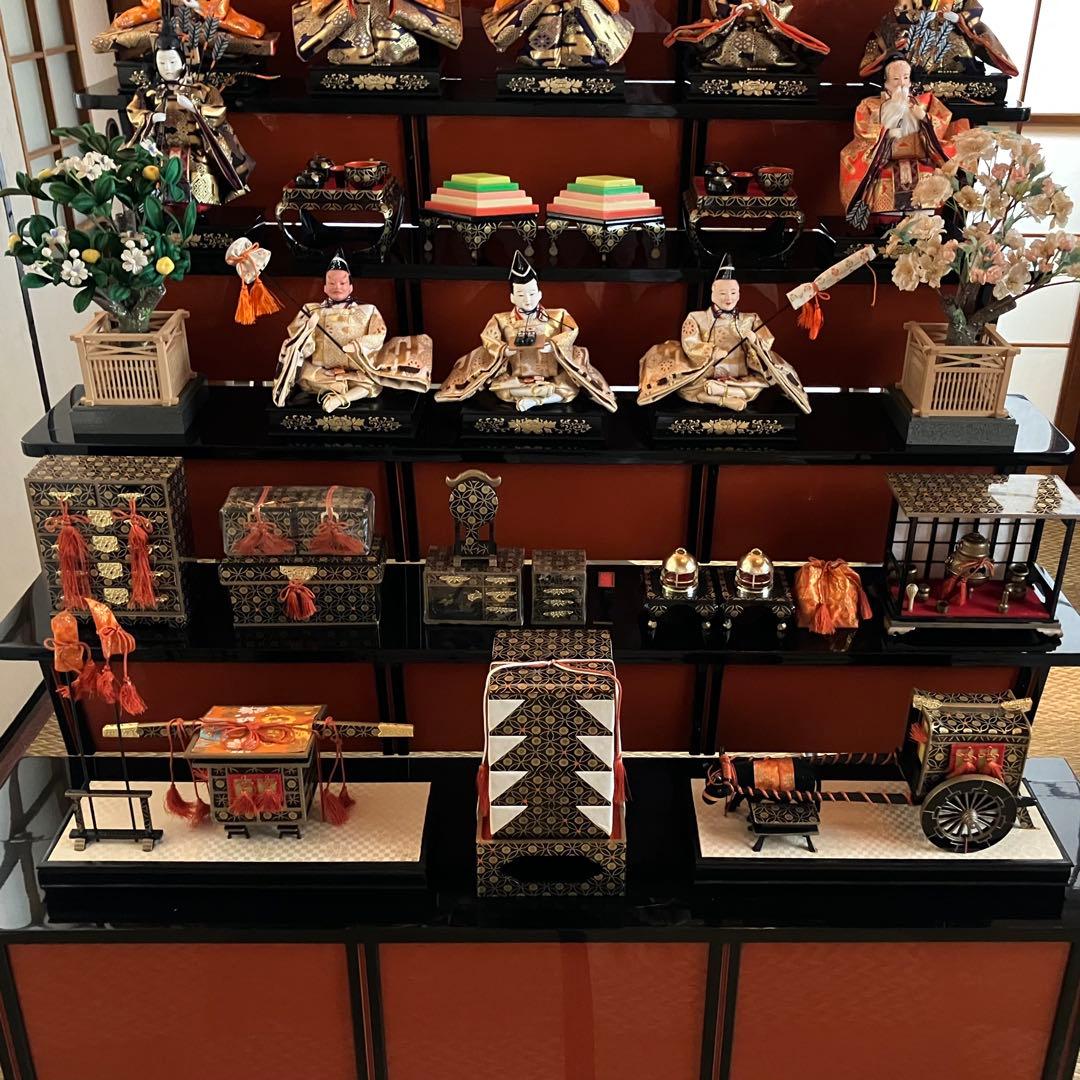 ①高級雛人形 7段40号 木製黒塗り 【①②③同時購入限定】