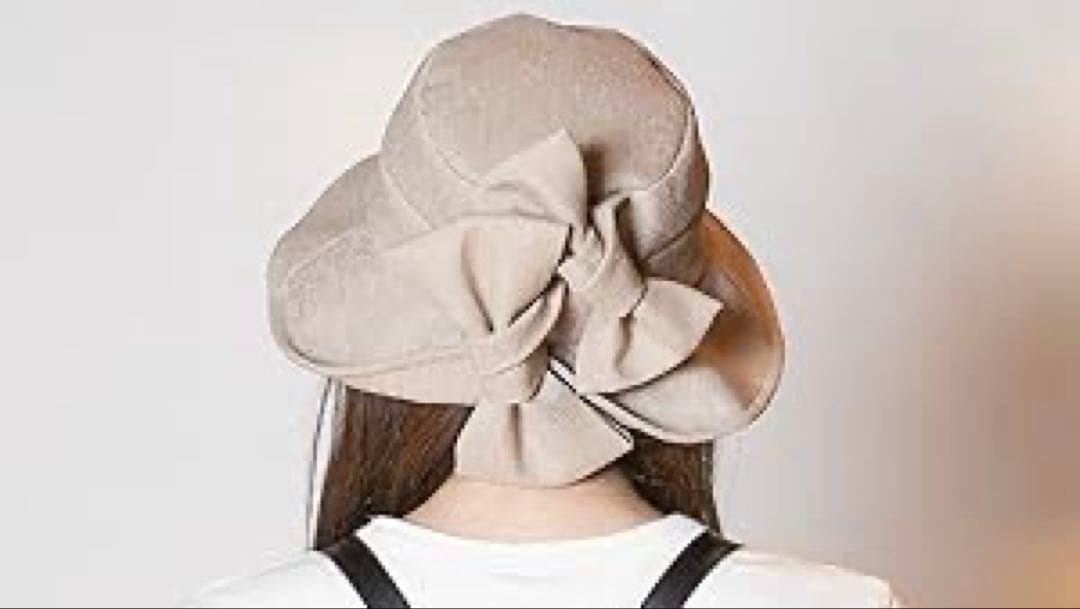 CA4LA ベージュ リボン付きハット