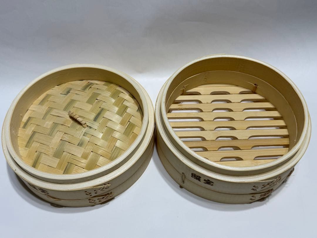 １セット限定出品・竹製蒸籠２１センチ１段セット（高いタイプ）