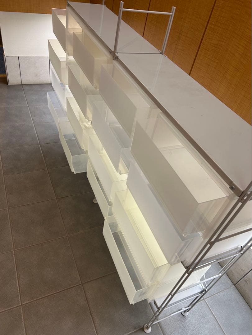 MUJI 無印良品 スチールユニットシェルフ ポリプロピレンケース16個付き