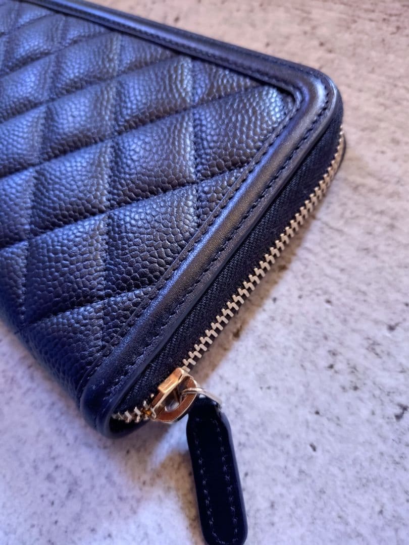 CHANEL CCフィリグリー キャビアスキン 長財布 ジップ