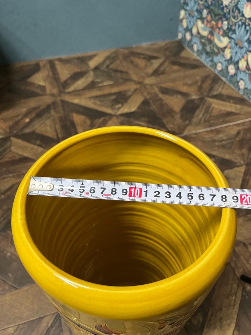 たむ ＊陶器 傘立て インテリア 昭和レトロ 黄色 玄関