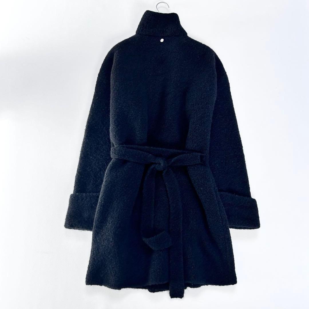 美品✨エスカーダ ベルテッドコート ニットコート ブラック