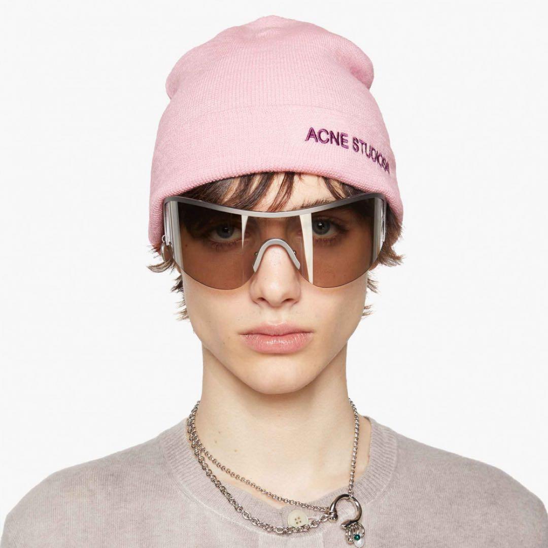 帽子 ACNE STUDIOS LOGO BEANIE - LIGHT PINK