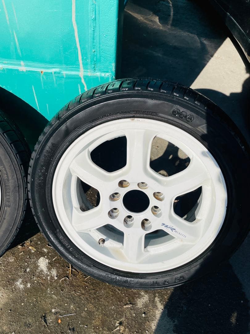 14インチ白アルミ＋タイヤ165/55R14 溝あり良好