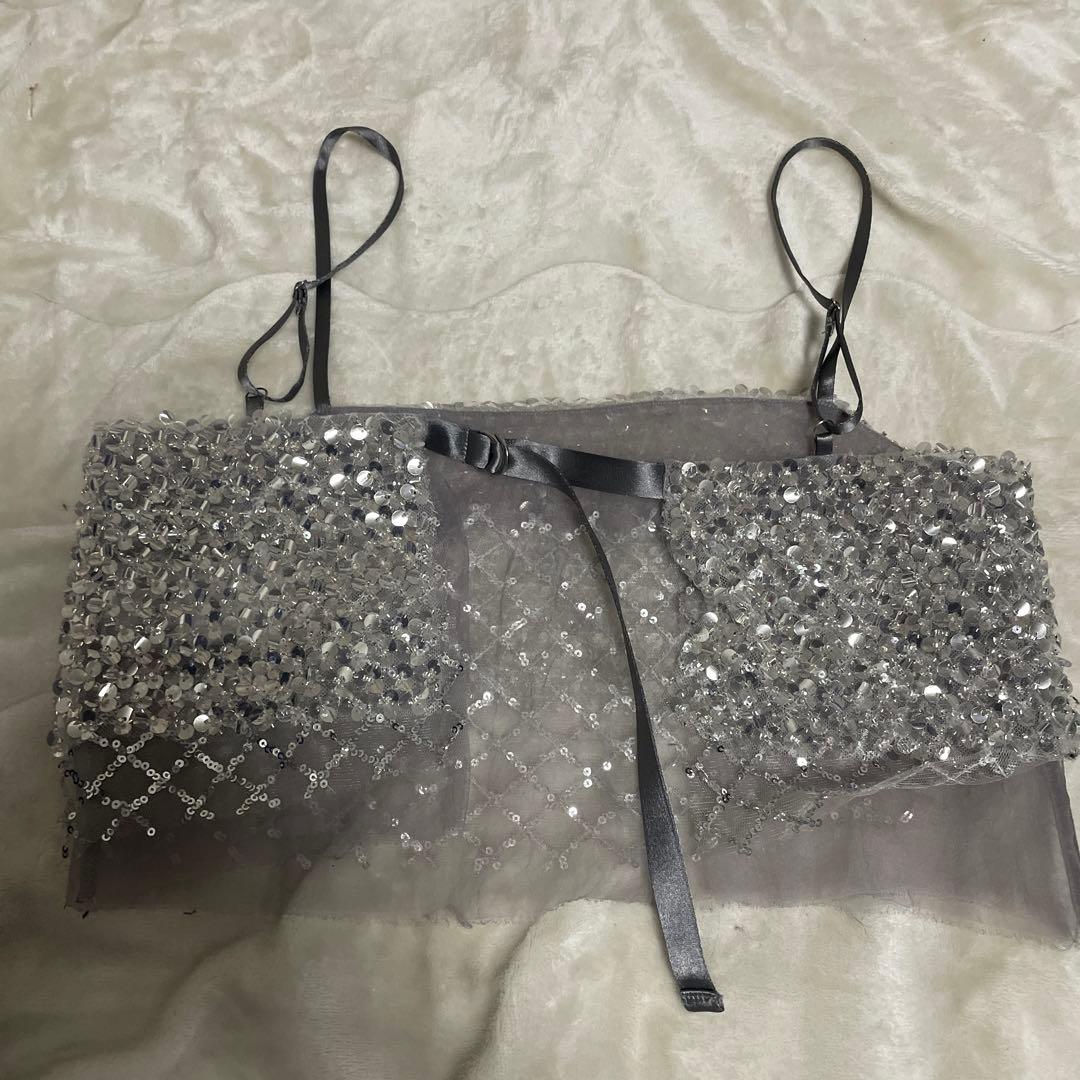 Maison Specialビーズ装飾 グレーキャミソール