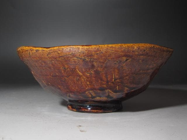 ★楽吉左衛門十代旦入　飴釉茶碗　福力　二重箱　表千家十二代惺斎の花押★x381