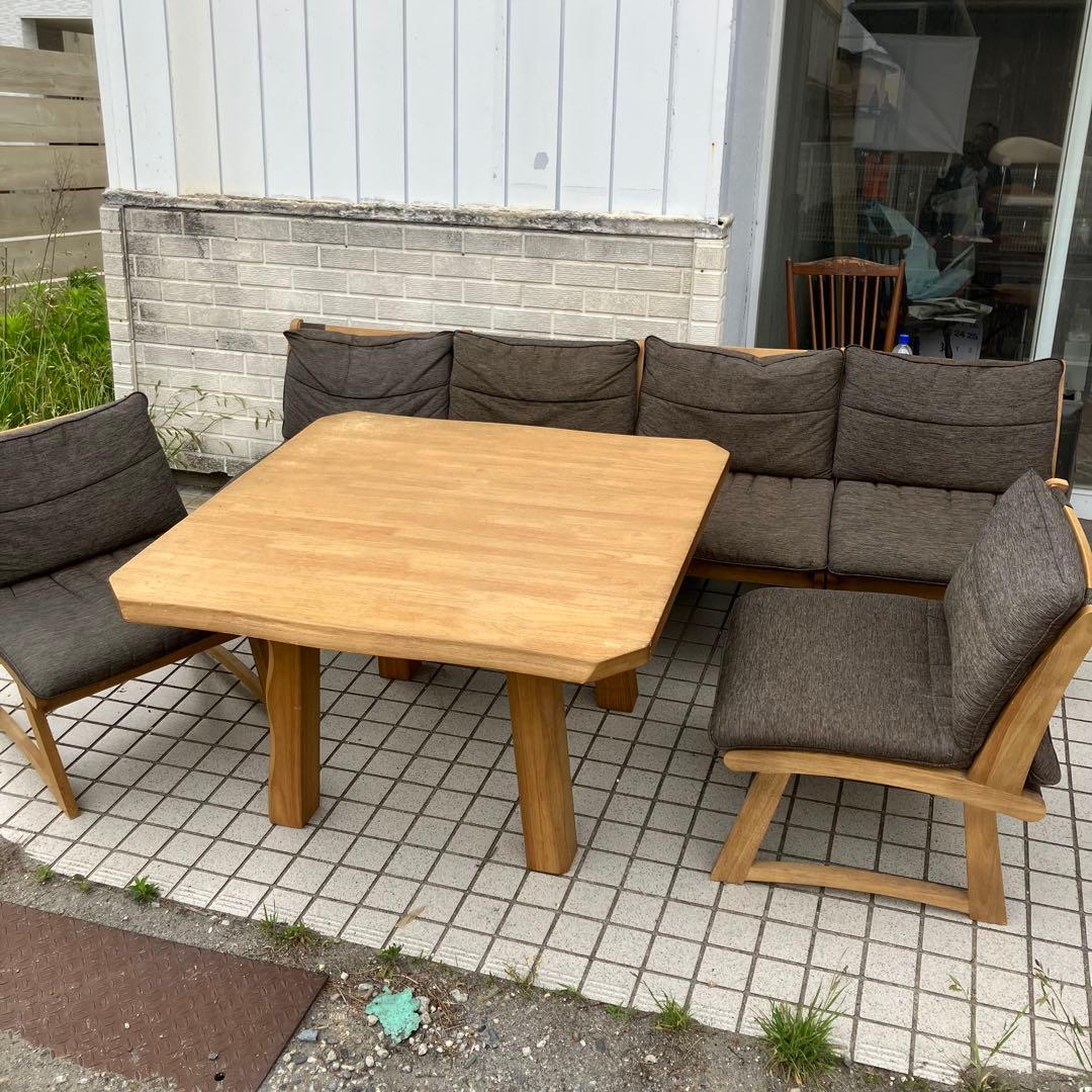 北欧レトロ ミキモク 雅 木製 大型ダイニングテーブル センターテーブル 古家具