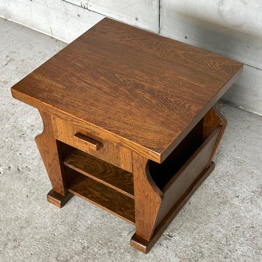 ✦オランダ家具✦オーク材サイドテーブル マガジンラック付　コーヒーテーブル