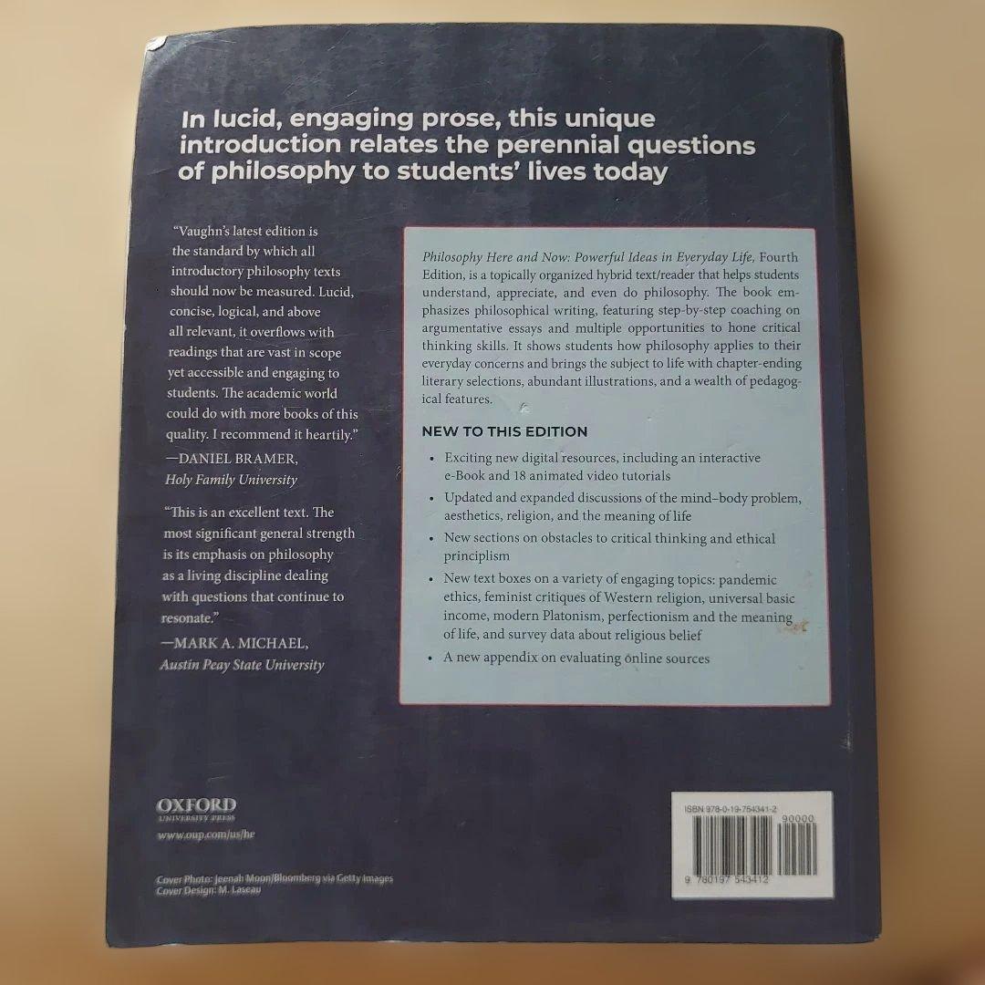 洋書 Philosophy Here and Now Fourth Edition