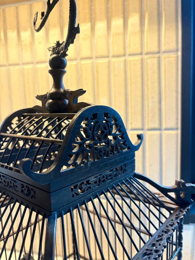 鳥籠　中国アンティーク　美品　龍　置物　木製品