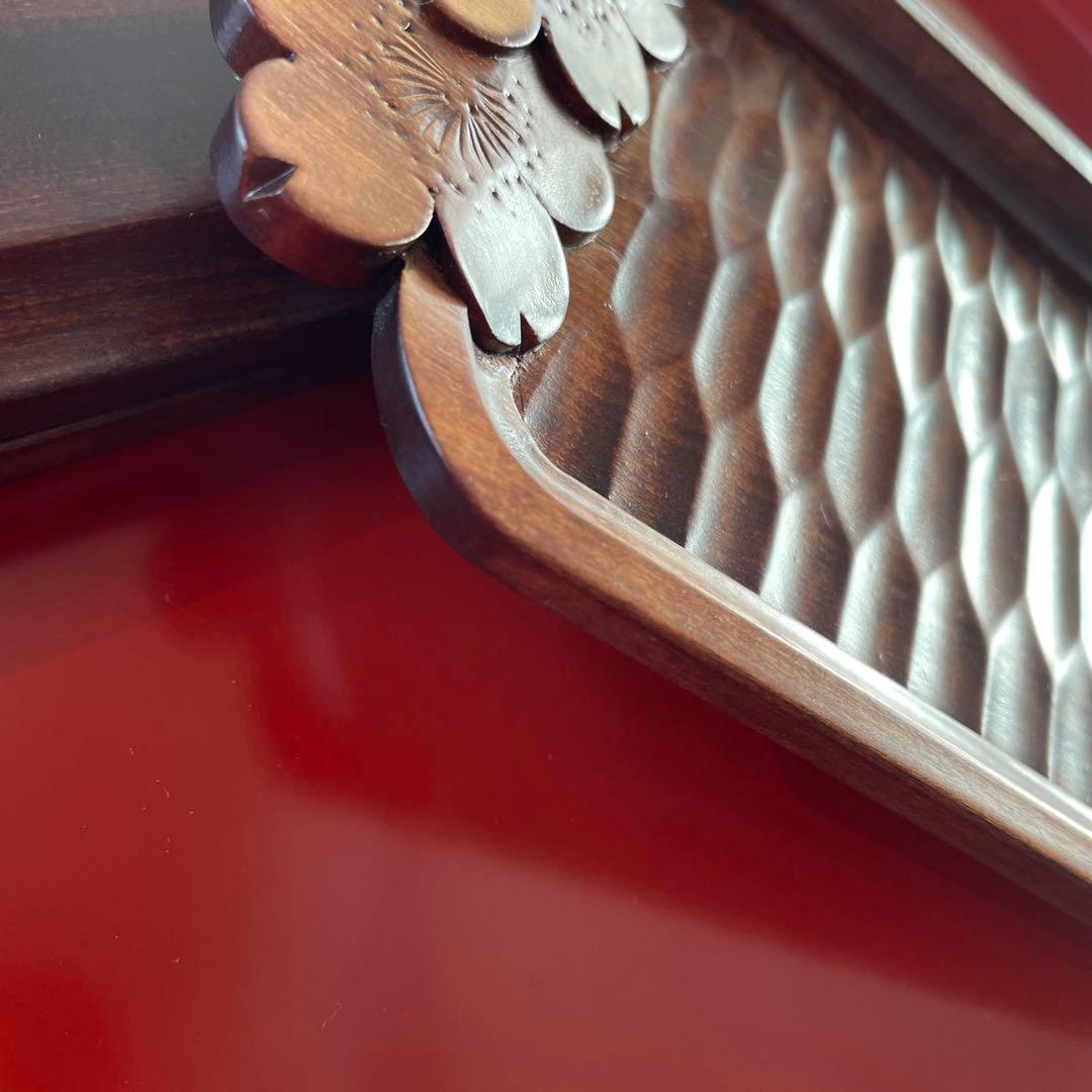 軽井沢彫　桜彫り　銘々皿　菓子皿　角皿　　　　木製トレイ　コースター　２枚セット