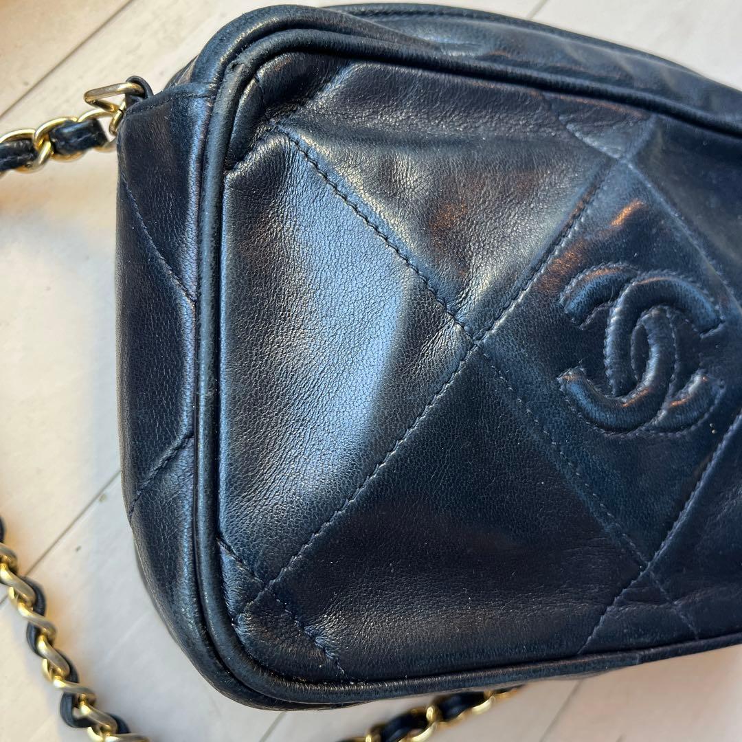 ネイビー　CHANEL ヴィンテージ　ショルダー　フリンジ