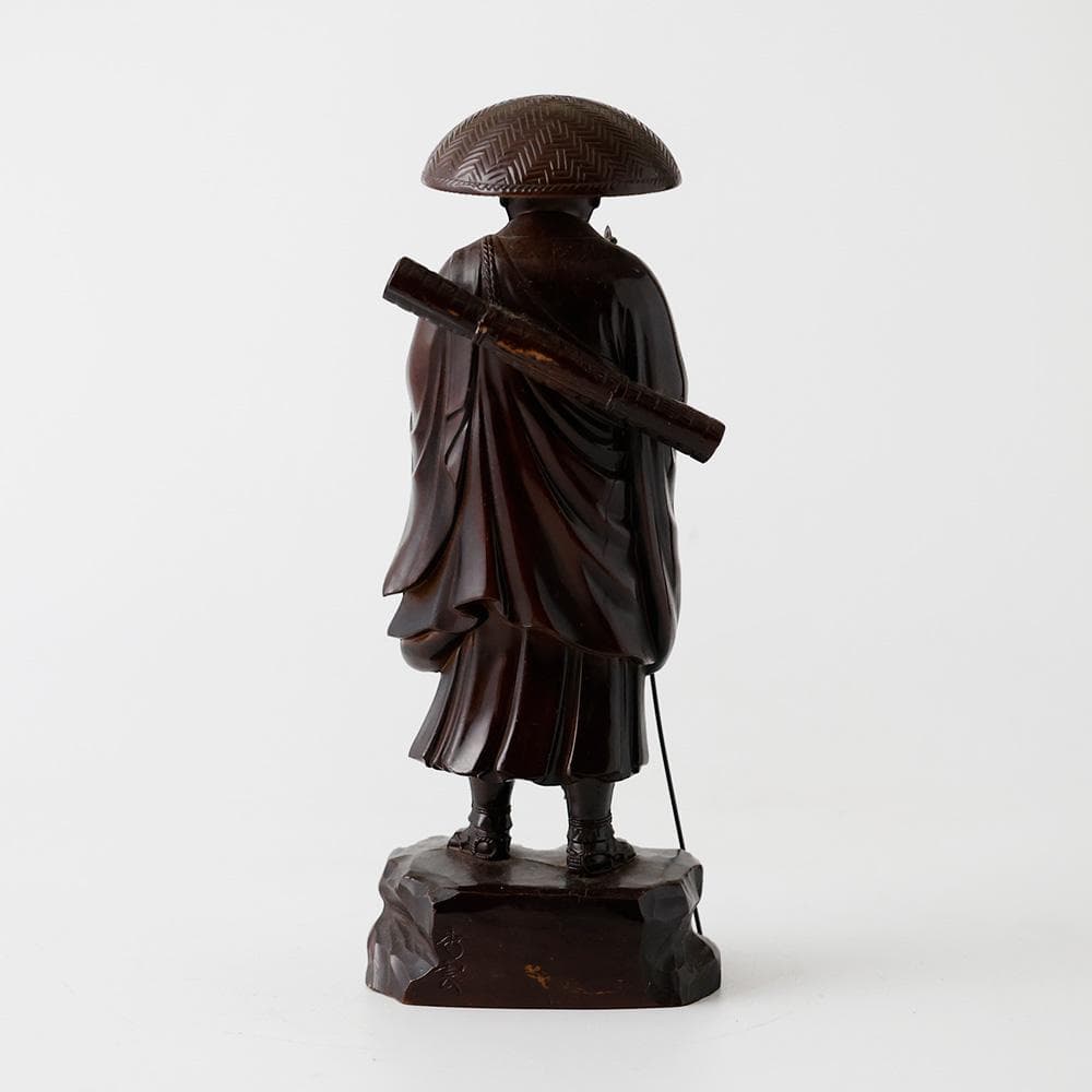 T牧田秀雲作 高岡銅器 空海 弘法大師像 銅像 置物 飾物 銅器　金属工芸