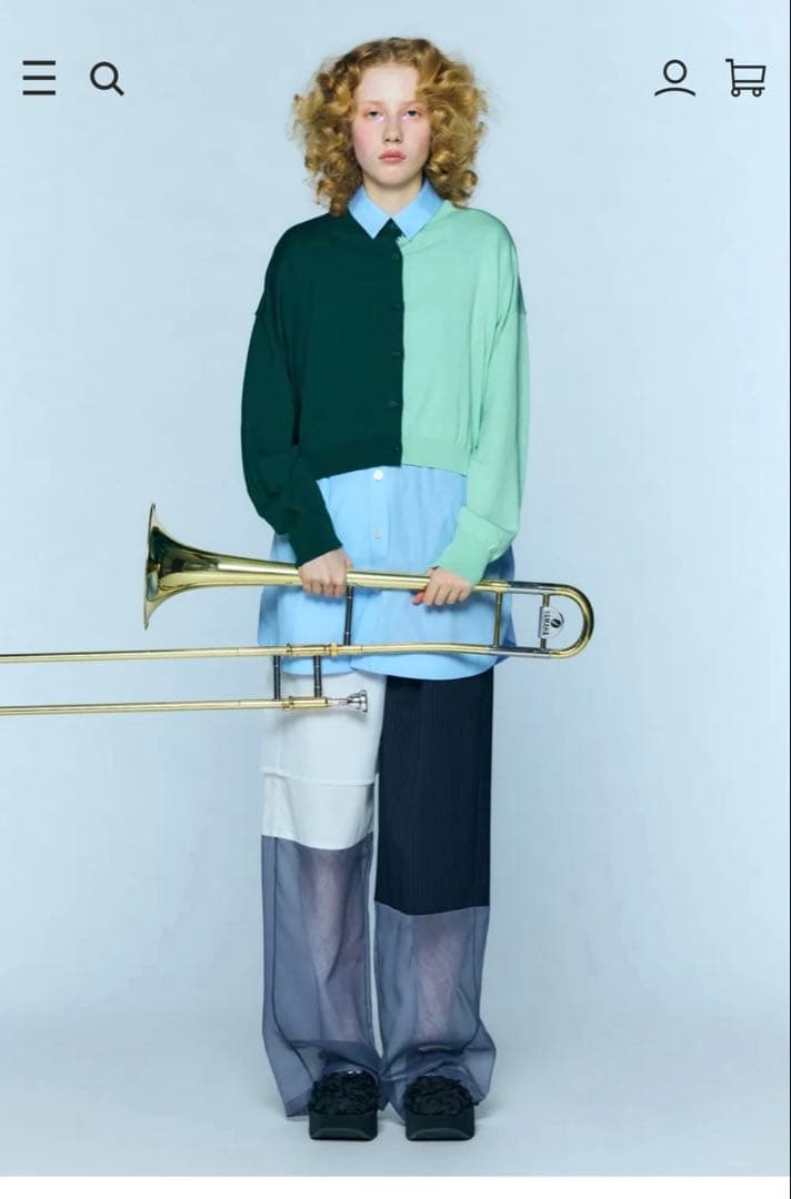 2025 ENFOLD バイカラー カーディガン ブラック グレー