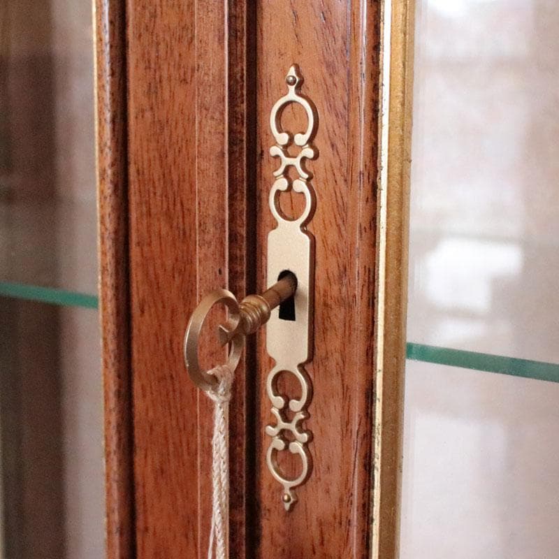 ガラスキャビネット 鍵付き扉 ゴールド装飾 飾り棚 猫脚 214-1246