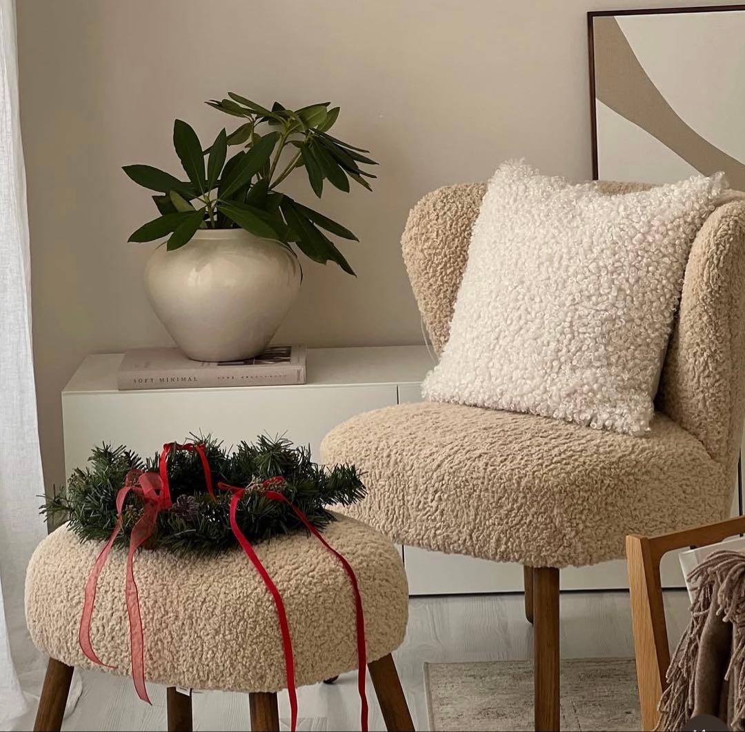 【セット】アームチェアナチュラルカラー　テリー　スツールセット