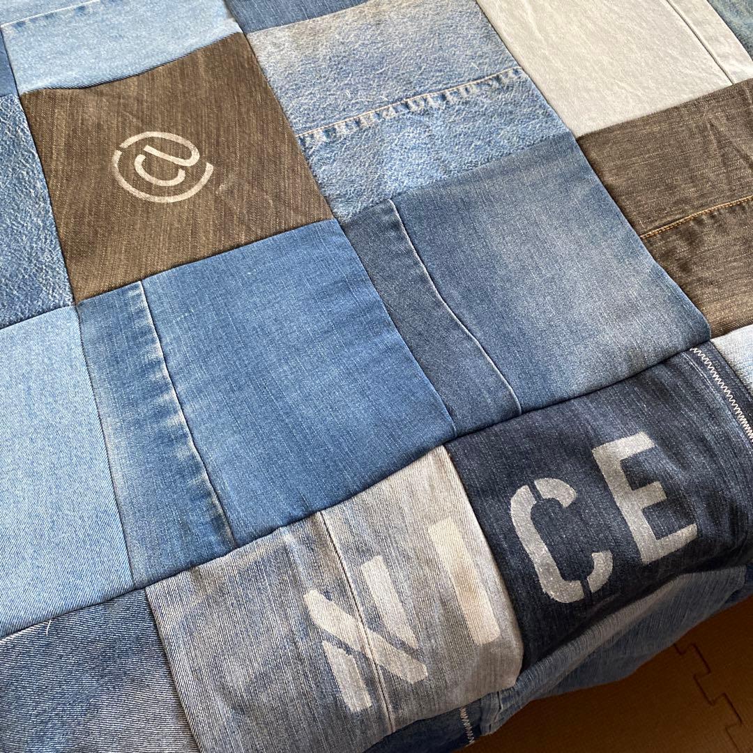 リメイクデニム マルチカバーハンドメイドざっくりベットカバー約２００✖️約190