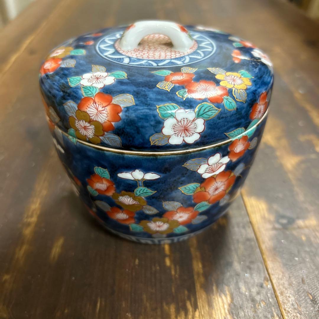 伊万里焼　福右衛門窯 染錦 色絵金彩 蓋物　献上総手描き　美術品　工芸品