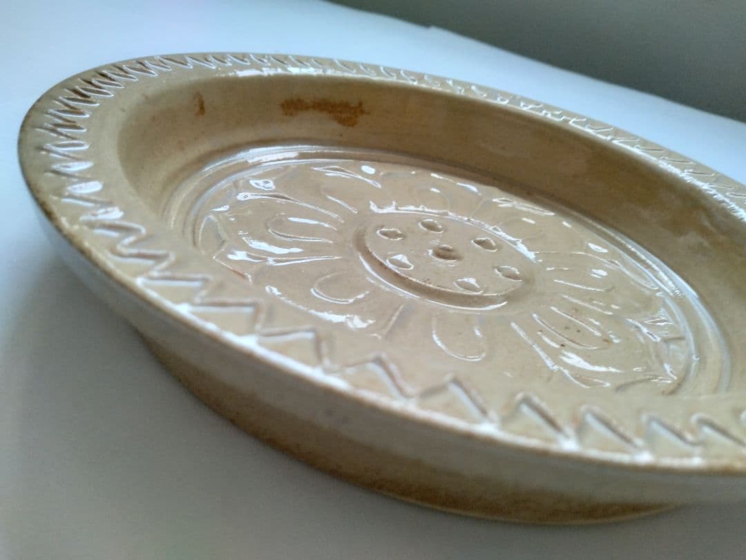 赤膚焼 香柏窯 尾西楽斎作 花器 水盤　平鉢 円照寺の古代瓦写し　料理皿にも