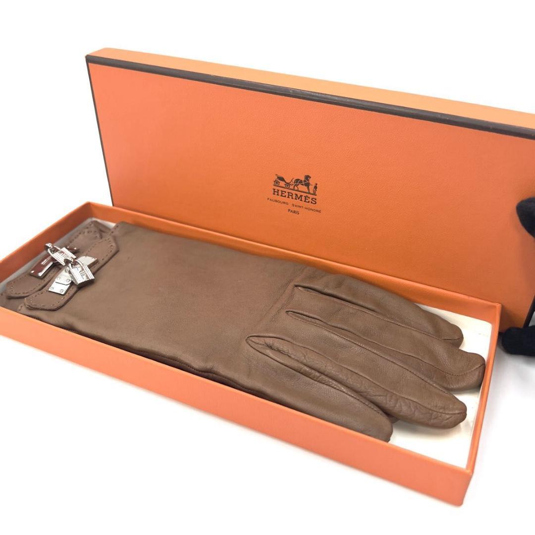 【専用品】HERMS エルメス レザーグローブ ケリー金具 茶 サイズ8