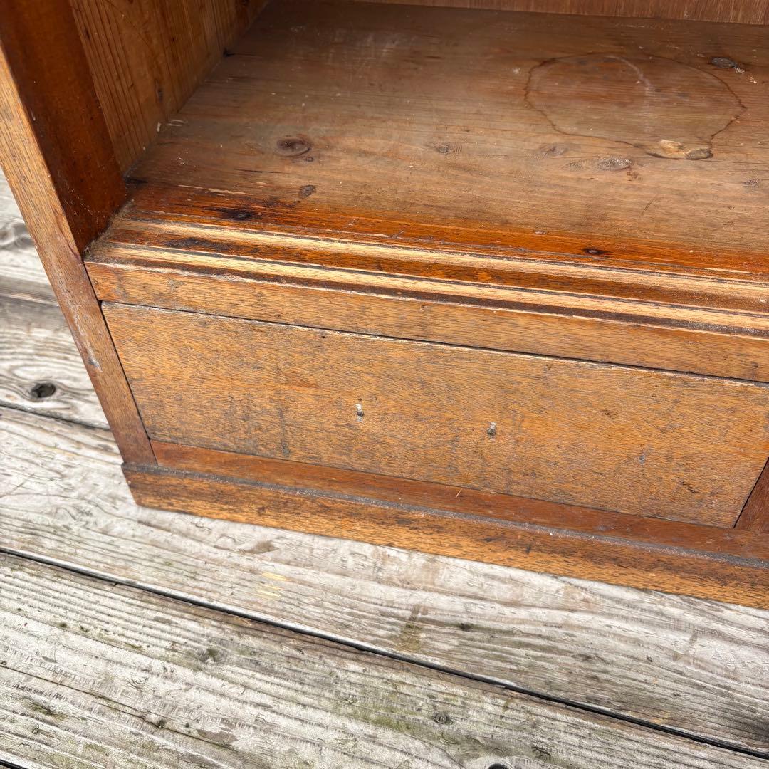 昭和レトロ 古家具 モザイクガラス戸 木製キャビネット 食器棚 サイドボード