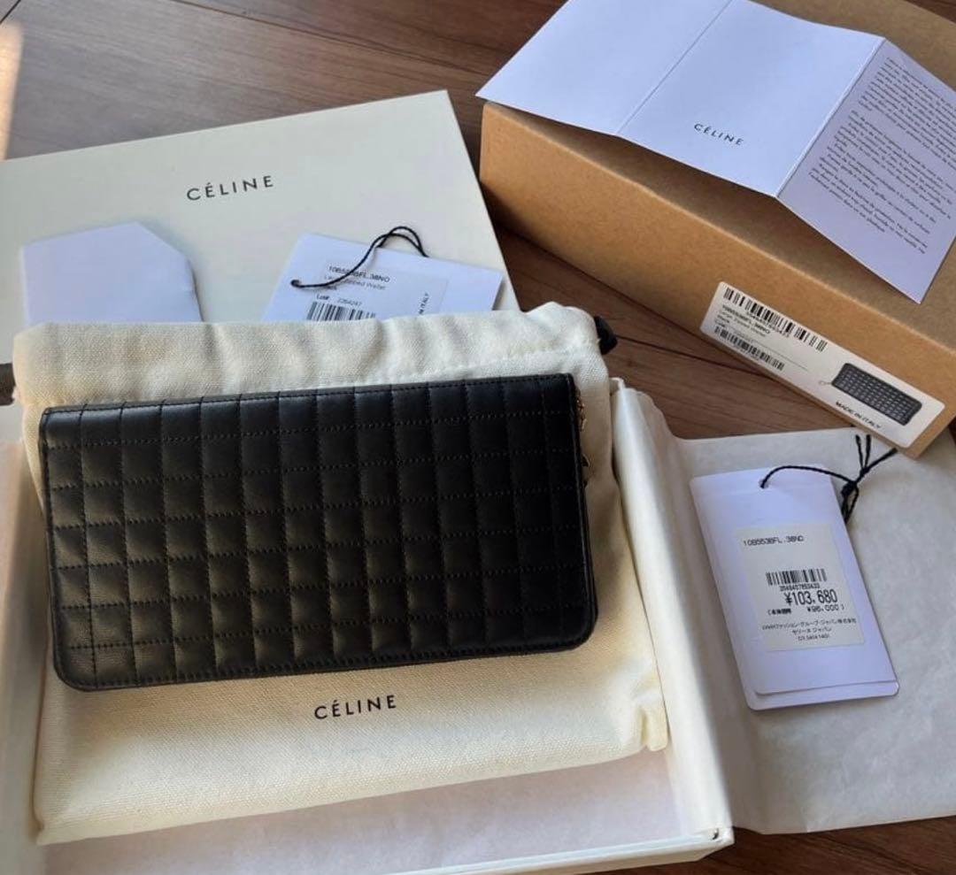 CELINE キルティング ブラック長財布