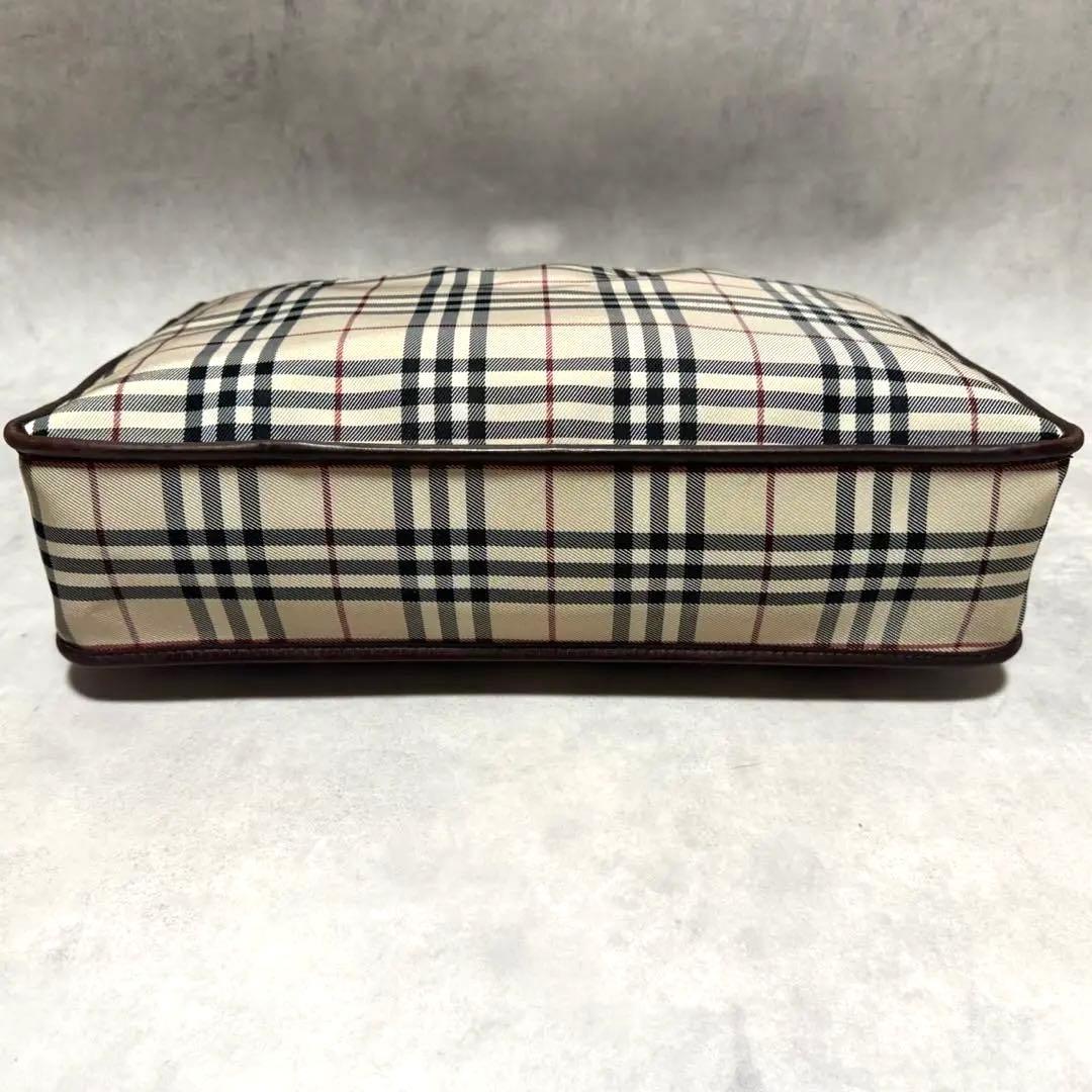 バーバリー　ビジネスバック　ノバチェック　ブラウン　ロゴプレート　A4◎
