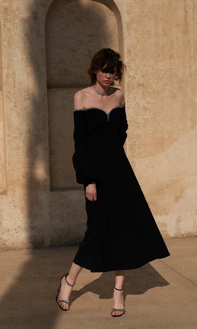 S*S様 セルフポートレイト オフショルダー ワンピース ブラック UK8 未使