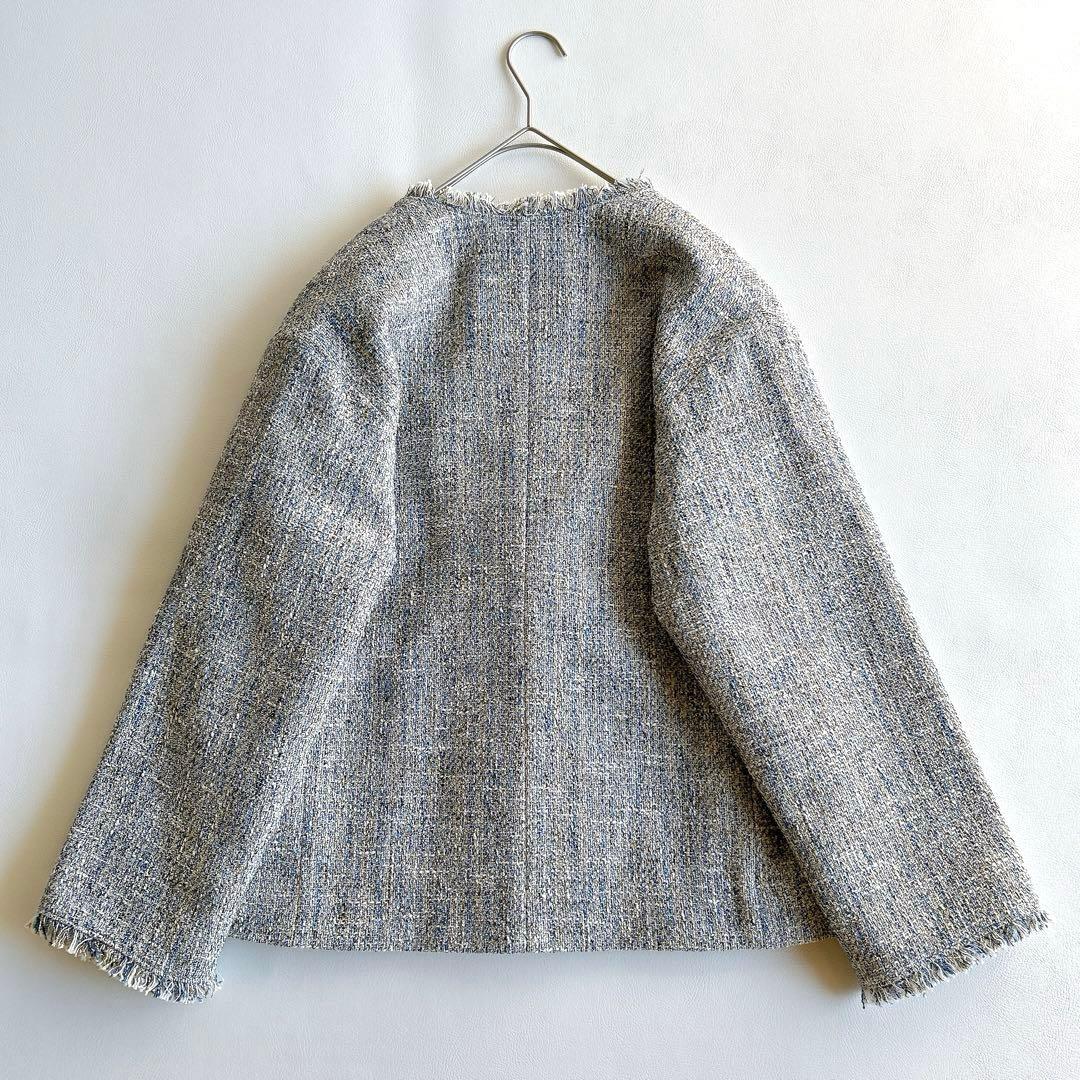 新品★グリーンレーベル　ミックスツイードライクポケットノーカラージャケット36