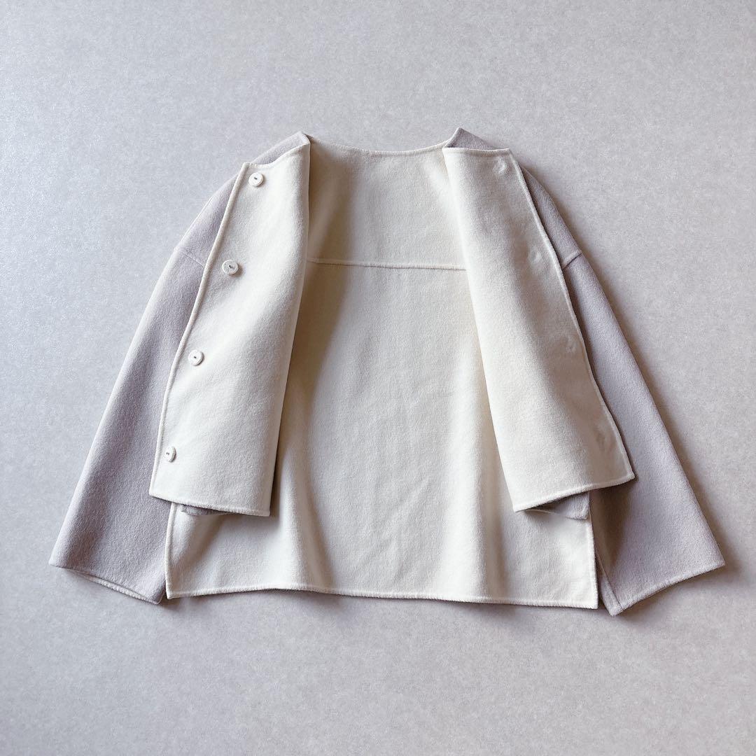 極美品★ADORE｜2TONE カシミヤ混 リバーコート 前後差裾 グレージュ