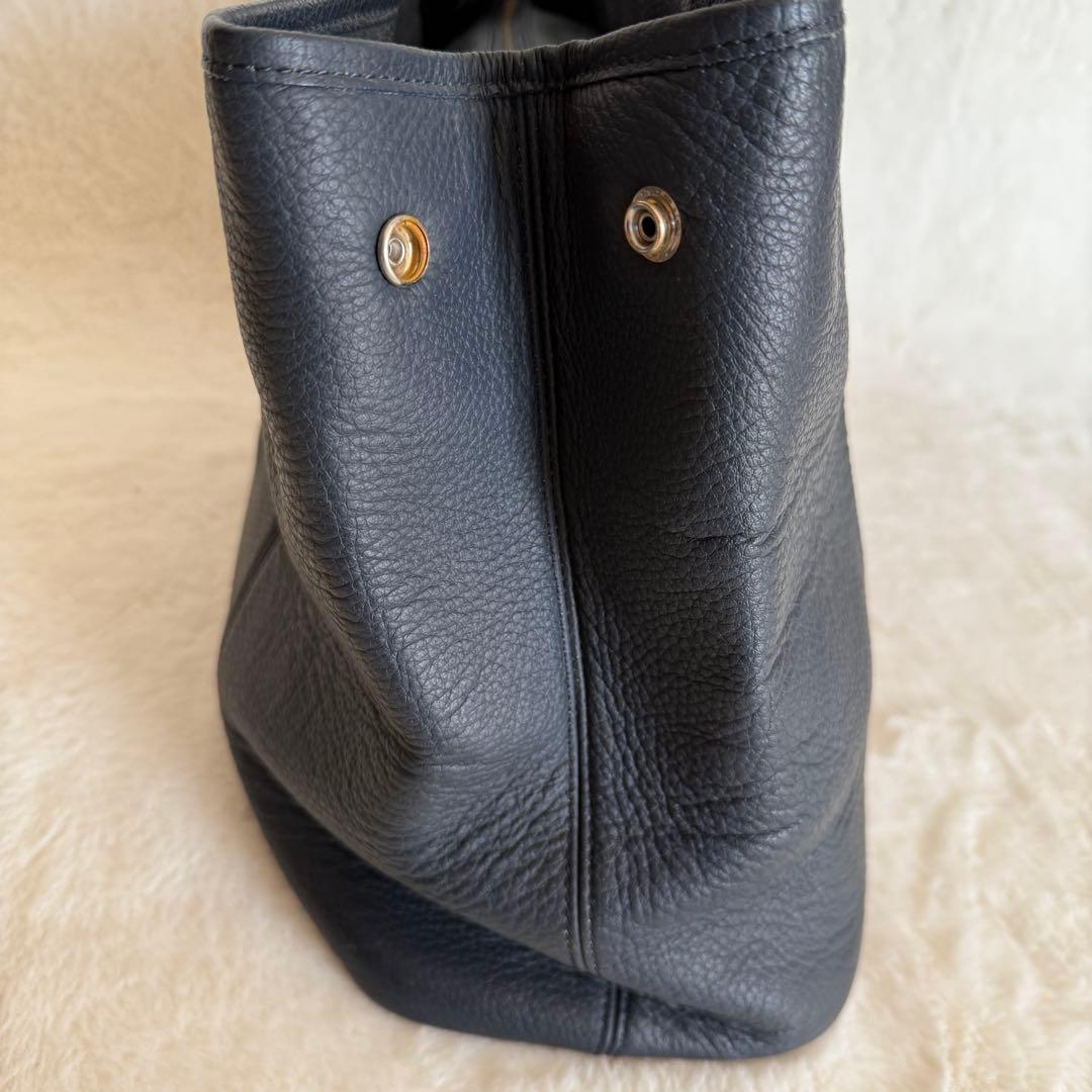 【美品】　バーニーズニューヨーク　オールレザー　トートバッグ　ネイビー　A4