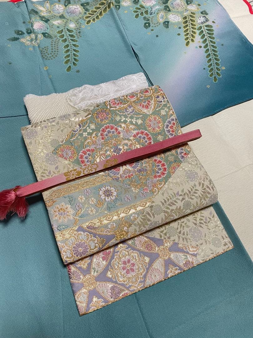 訪問着フルセット　辻ヶ花　絞り　しつけ糸付き　正絹　入学式　卒業式　向かい鳥七宝