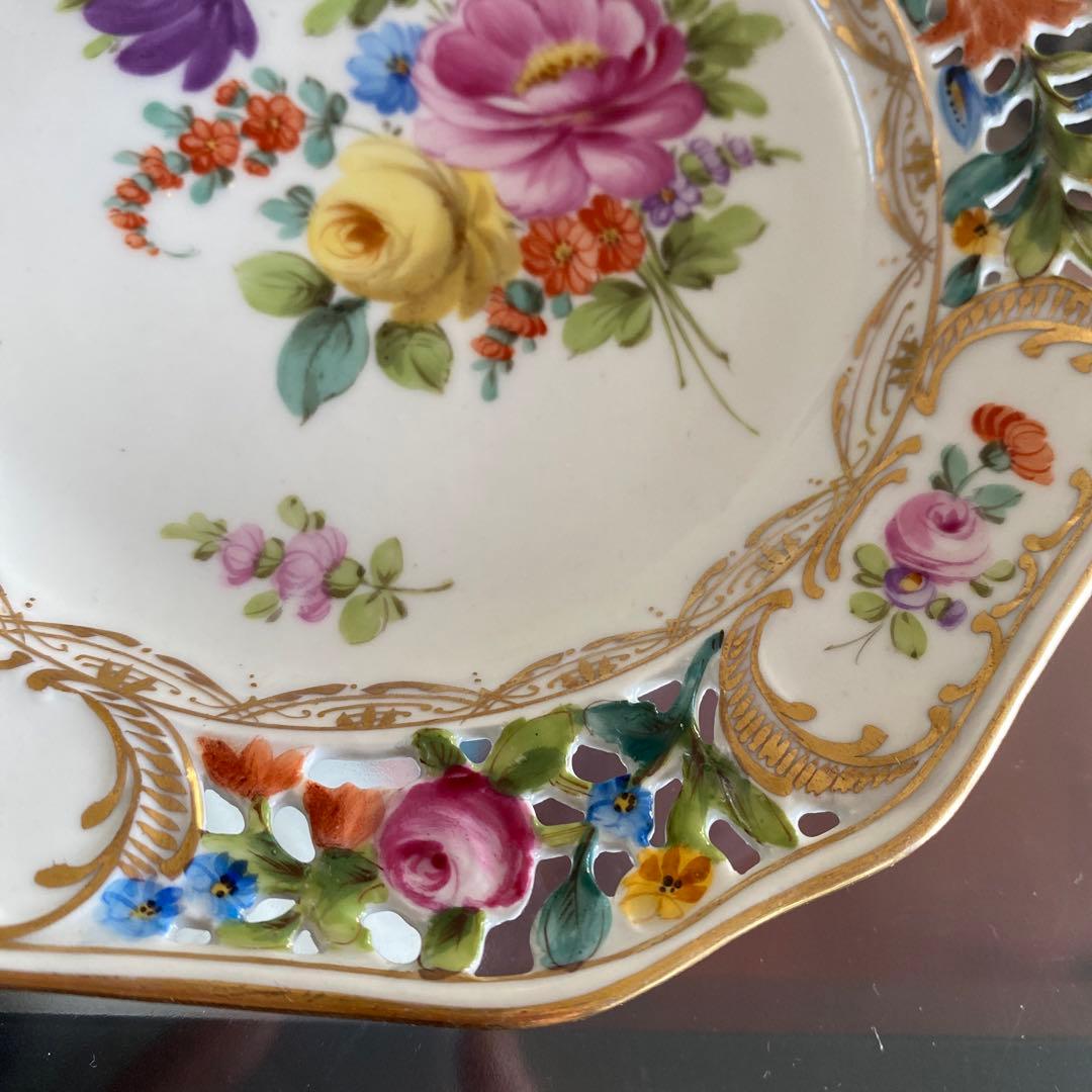 ドレスデン　アンティーク　透かし　皿　ケーキ　プレート　花　6枚セット