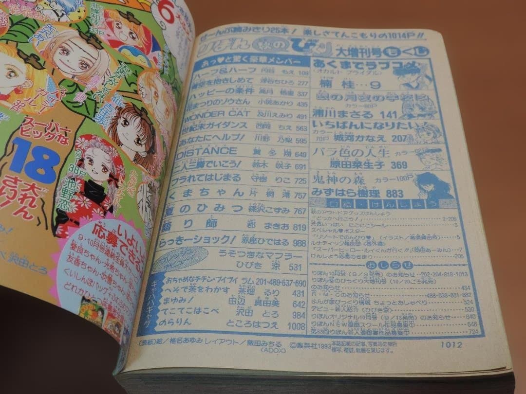 りぼん　1993年　春/早春//秋/冬のびっくり大増刊号　357K〇