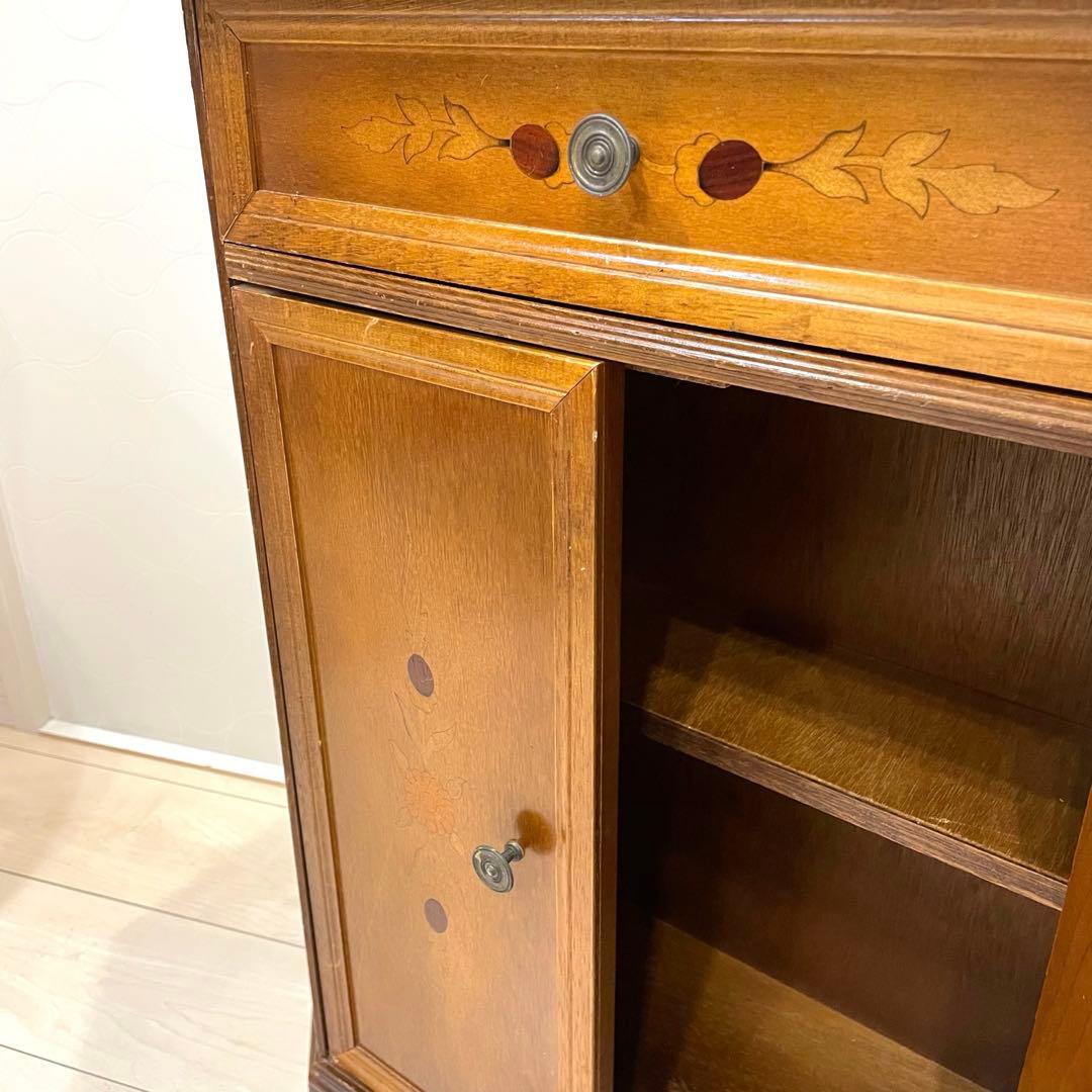 アンティーク調 象嵌 キャビネット 木製 収納棚 サイドボード コンソール