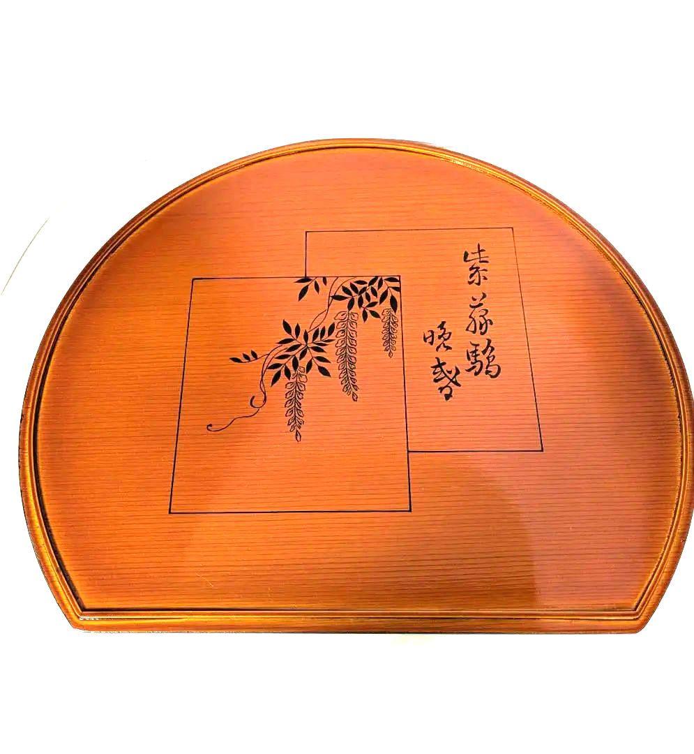 懐石膳　伊勢物語　春慶塗　半月盆　　古物　淡々斎好　10枚組