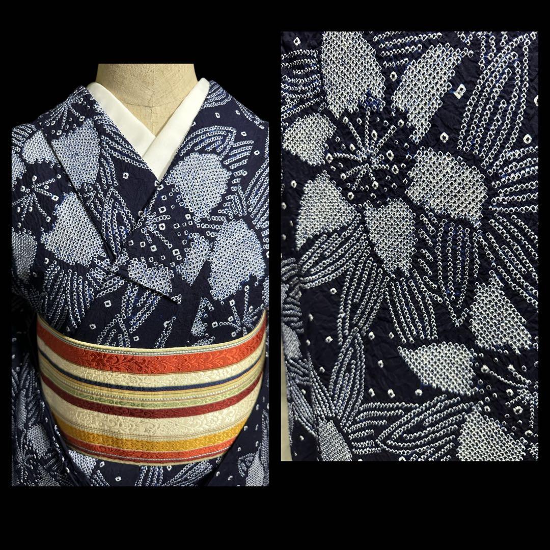 希少サイズ✨身幅LLトールサイズ‼️有松鳴海絞り浴衣！新品❣️逸品‼️藍染に白