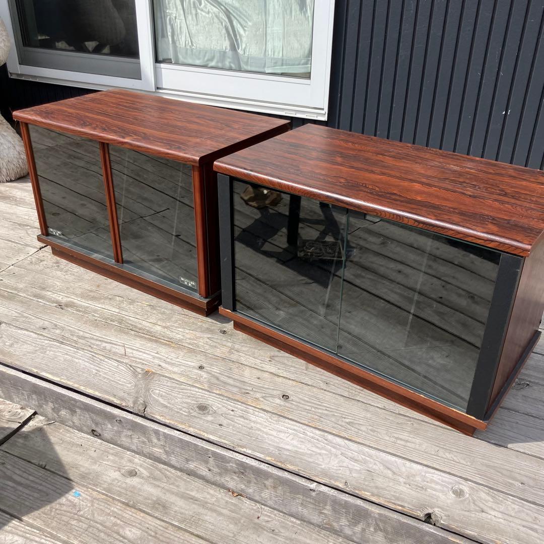 昭和レトロ ミッドセンチュリー 古家具 ガラス扉木製レコードラック キャビネット