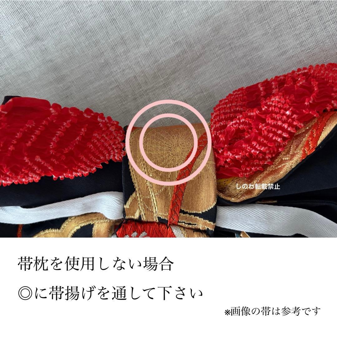 着付師が作る作り帯♡7歳七五三　正絹西陣織唐織帯　黒地　リボン文庫結び