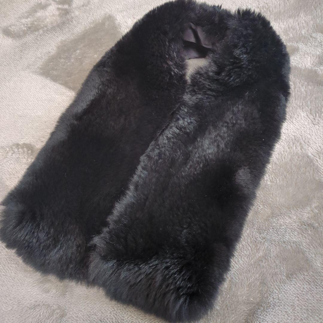 バーバリー　ウールアンゴラ混　ミドルコート　ラビットファー襟　ベルト付　ブラック